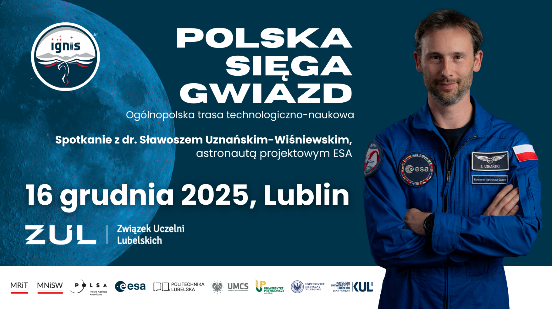 plakat informujący o wizycie Sławosza Uznańskiego-Wiśniewskiego w Lublinie