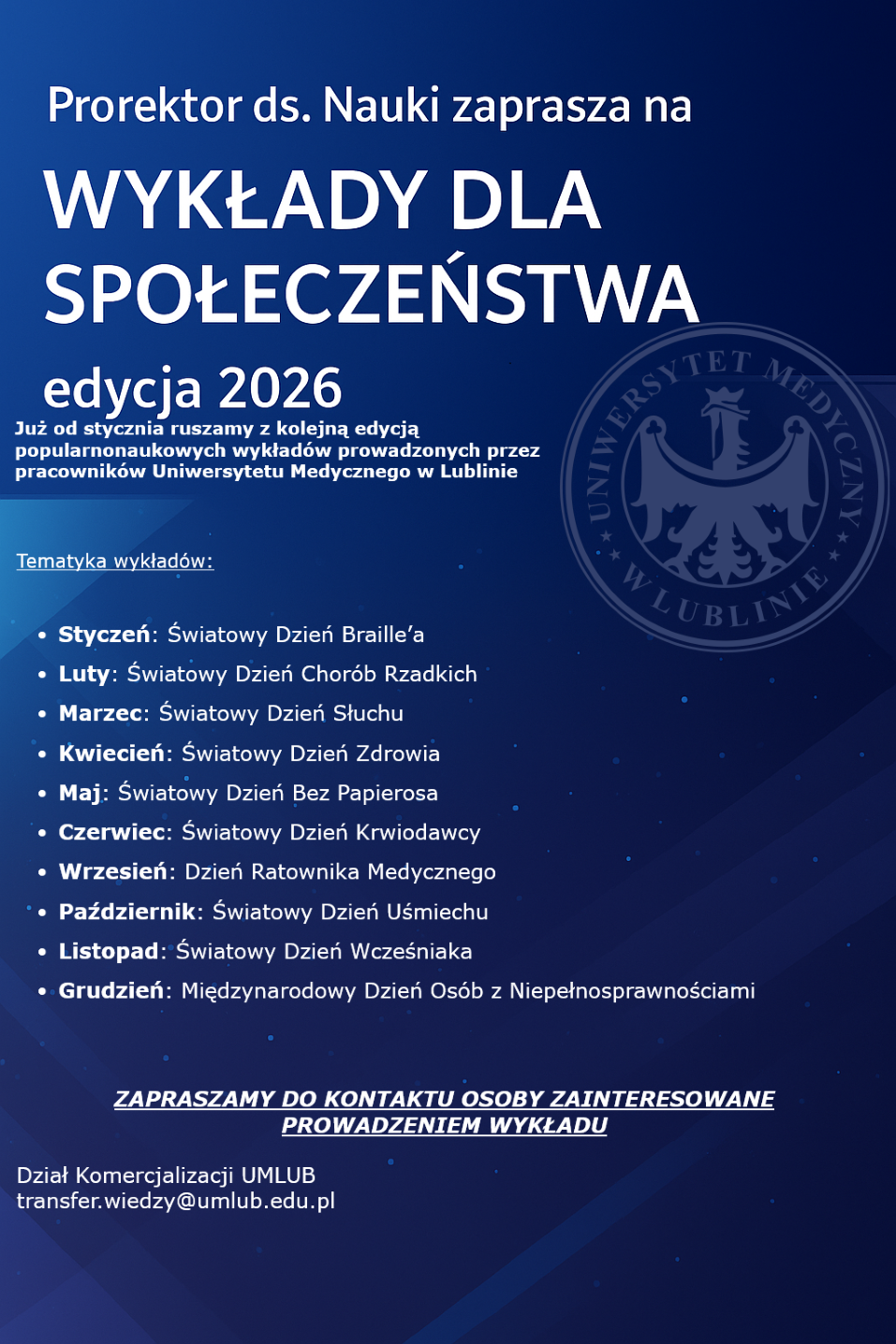 plakat informacyjny o wykładach na 2026 rok