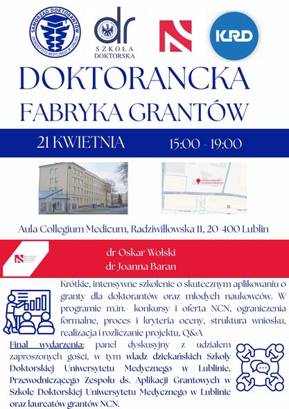 plakat informacyjny Fabryki Grantów