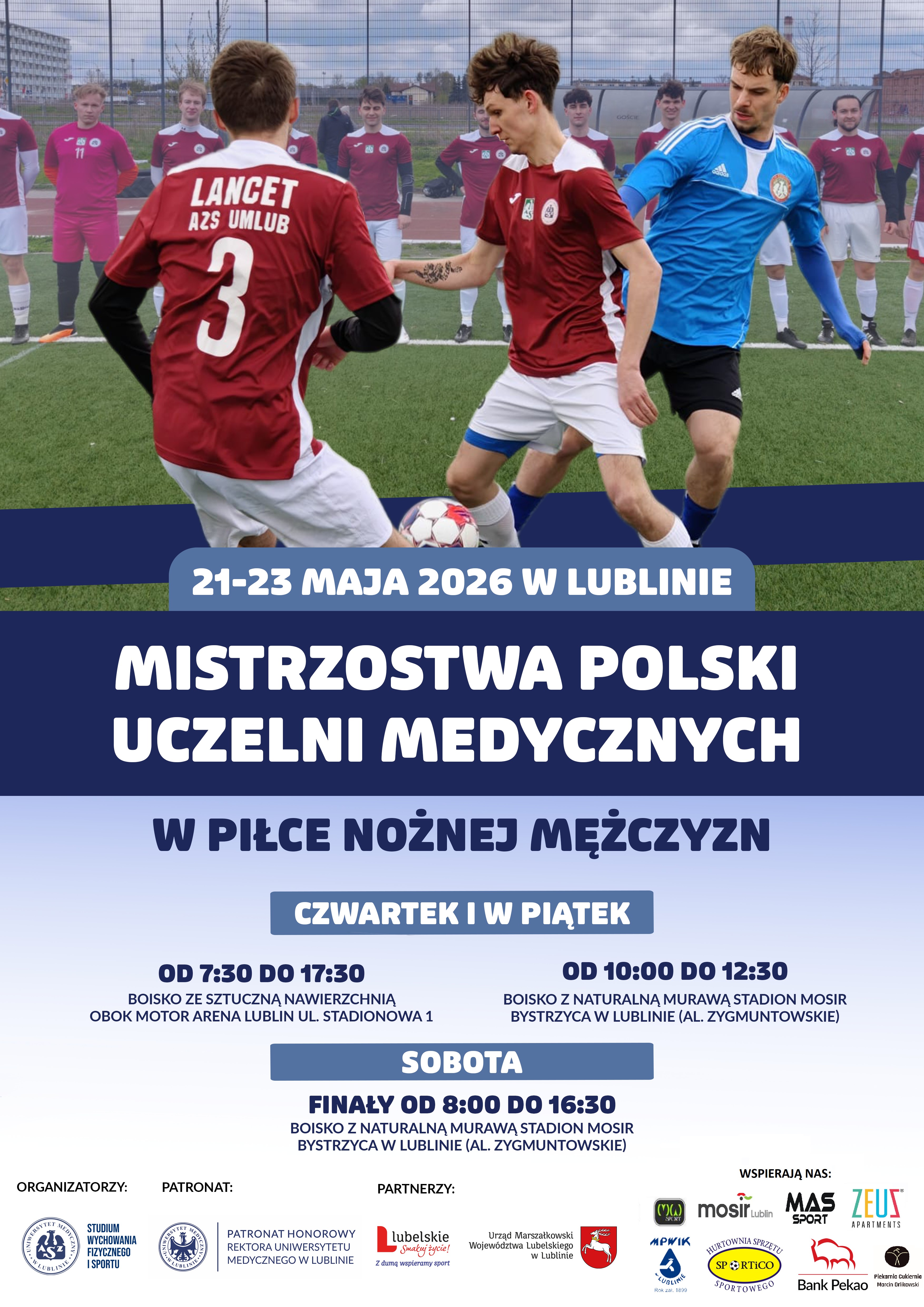 plakat informacyjny o MPUM w piłce nożnej mężczyzn