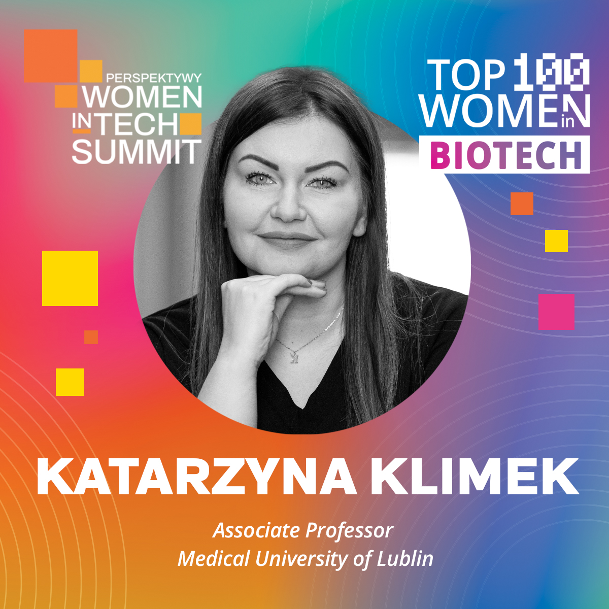 dr Katarzyna Klimek z nakładką konkursową Top 100 women in biotech in Poland