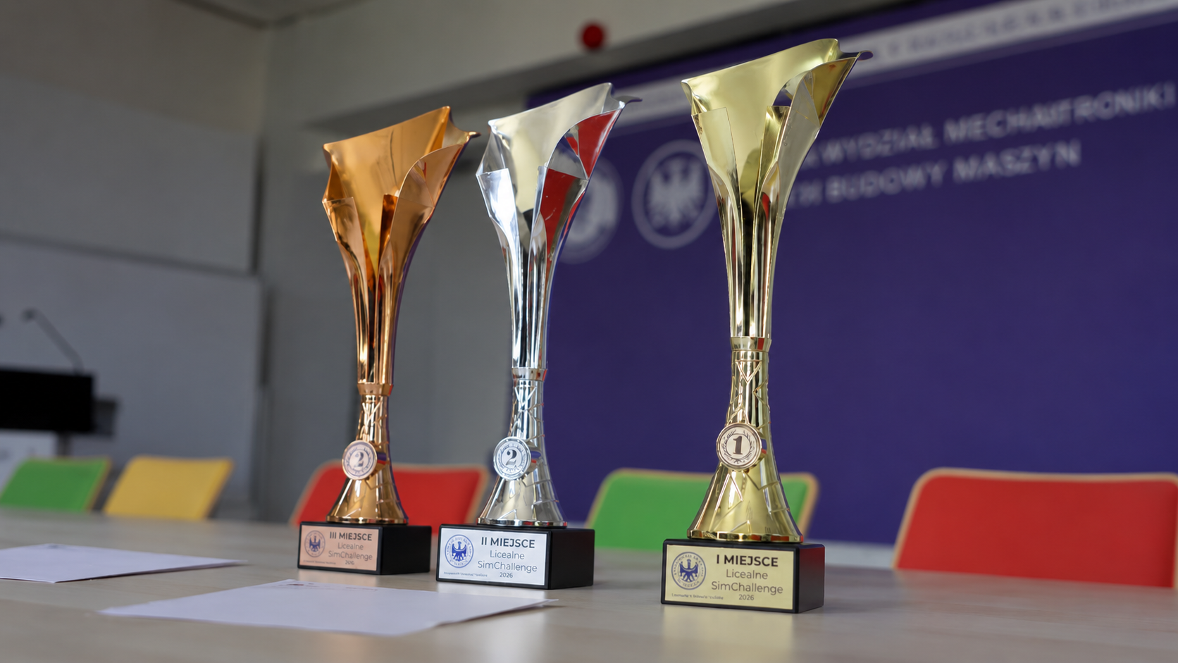 puchary za zajęcie kolejnych miejsc na podium